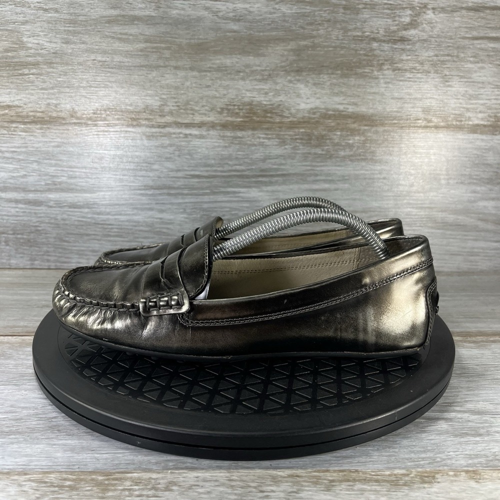 Michael Kors Women's Daisy Gunmetal Leather Slip On Loafers Size 7 M